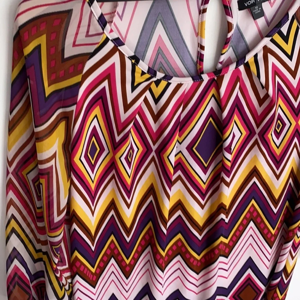 Vior Vior Multi colored‎ zigzag design dress, Sz 10